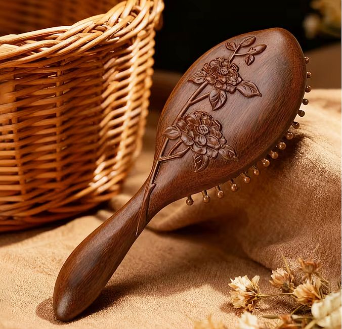 Dřevěný kartáč - santal Růže